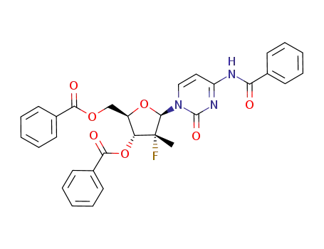 Molecular Structure of 817204-32-3 (Cytidine, N-benzoyl-2'-deoxy-2'-fluoro-2'-methyl-, 3',5'-dibenzoate,
(2'R)-)