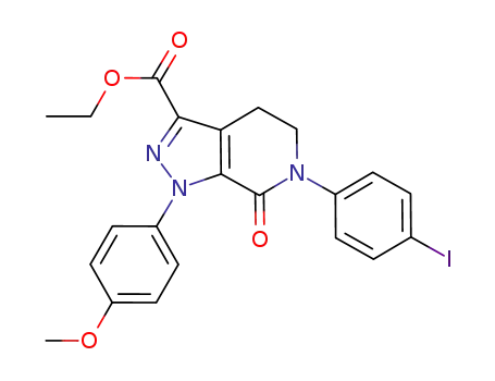 Molecular Structure of 473927-64-9 (1-(4-Methoxyphenyl)-6-(4-iodophenyl)-7-oxo-4,5,6,7-tetrahydro-1H-pyrazolo[3,4-c]pyridine-3-carboxylic acid ethyl ester)