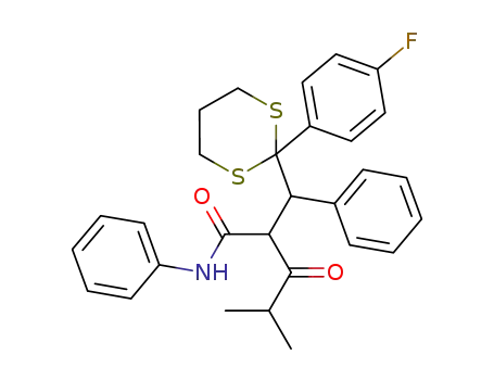 2-{[2-(4-fluoro-phenyl)-[1,3]dithian-2-yl]-phenyl-methyl}-4-methyl-3-oxo-pentanoic acid phenylamide