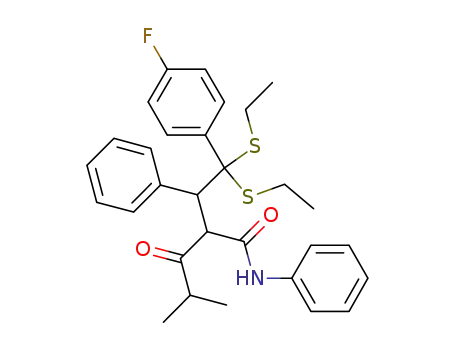 2-[2,2-bis-ethylsulphanyl-2-(4-fluoro-phenyl)-1-phenyl-ethyl]-4-methyl-3-oxo-pentanoic acid phenylamide