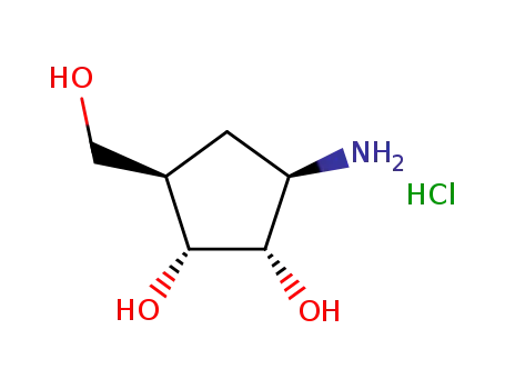 Molecular Structure of 79200-57-0 ((1R,2S,3R,4R)-2,3-DIHYDROXY-4-(HYDROXYMETHYL)-1-AMINOCYCLOPENTANE HYDROCHLORIDE)