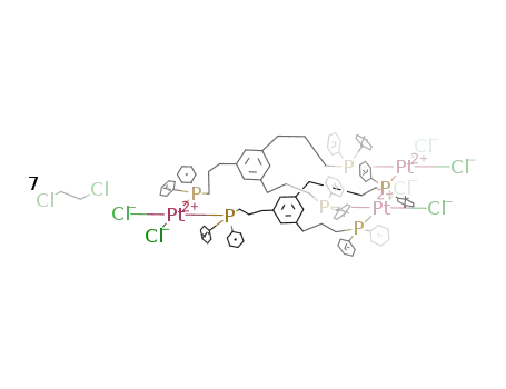 5,5,20,20,35,35-hexachloro-4,4,6,6,19,19,21,21,34,34,36,36-dodecaphenyl-4,6,19,21,34,36-hexaphospha-5,20,35-triplatina[9(3)](1,3,5)cyclophane*7(1,2-dichloroethane)