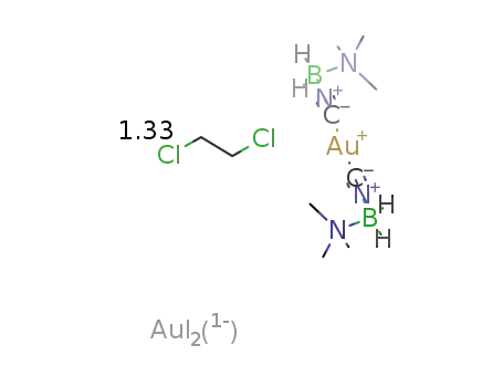 bis(trimethylamine-isocyanoborane)gold(I) diiodogold(I) 1,2-dichloromethane adduct (3/4)