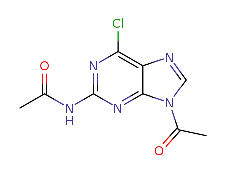 Molecular Structure of 97965-44-1 (Acetamide, N-(9-acetyl-6-chloro-9H-purin-2-yl)-)