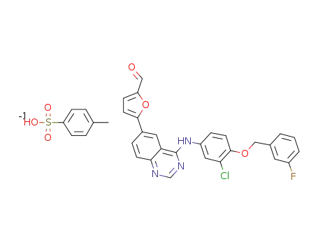 5-(4-[3-chloro-4-(3-fluorobenzyloxy)-anilino]-6-quinazolinyl)-furan-2-carbaldehyde tosylate