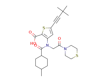 5-(3,3-dimethylbut-1-ynyl)-3-[(trans-4-methylcyclohexanecarbonyl)-(2-oxo-2-thiomorpholino-ethyl)amino]thiophene-2-carboxylic acid