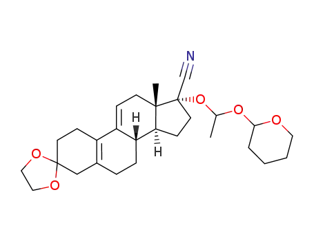 17α-[(±)1-(1-tetrahydropyran)ethyl]oxyl-17β-cyano-3,3-(ethylene-dioxy)-19-norpregna-5(10),9(11)-diene