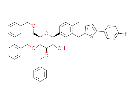 (2S,3S,4R,5R,6R)-4,5-bis(benzyloxy)-6-((benzyloxy)methyl)-2-(3-((5-(4-fluorophenyl)thiophen-2-yl)methyl)-4-methylphenyl)tetrahydro-2H-pyran-3-ol