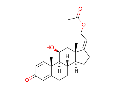 Molecular Structure of 28449-43-6 ((17Z)-11beta,21-dihydroxypregna-1,4,17(20)-trien-3-one 21-acetate)
