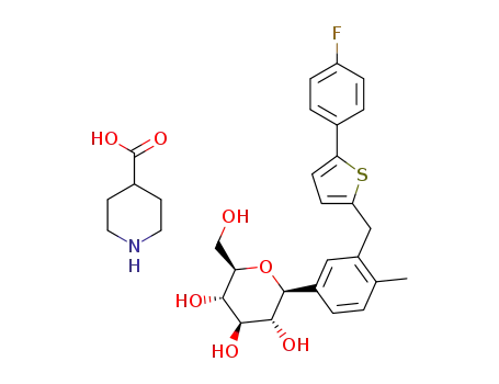 (2S,3R,4R,5S,6R)-2-[3-[[5-(4-fluorophenyl)-2-thienyl]methyl]-4-methylphenyl]-6-(hydroxymethyl)tetrahydropyran-3,4,5-triol piperdine-4-carboxylic acid complex