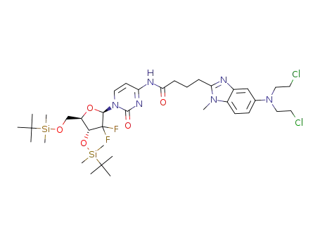 4-(5-(bis(2-chloroethyl)amino)-1-methyl-1H-benzo[d]imidazol-2-yl)-N-(1-((2R,4R,5R)- 4-((tert-butyldimethylsilyl)oxy)-5-(((tert-butyldimethylsilyl)oxy)methyl)-3,3-difluorotetrahydrofuran-2-yl)-2-oxo-1,2-dihydropyrimidin-4-yl)-butanamide