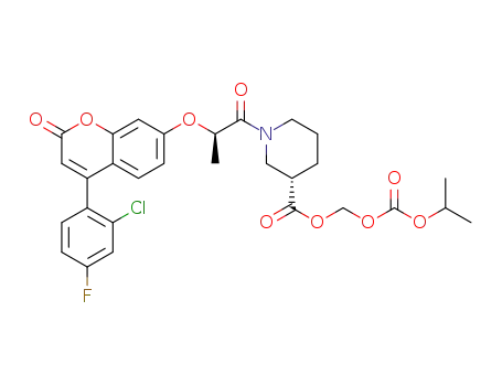 isopropoxycarbonyloxymethyl (3S)-1-[(2R)-2-[4-(2-chloro-4-fluorophenyl)-2-oxochromen-7-yl]oxypropanoyl]piperidine-3-carboxylate
