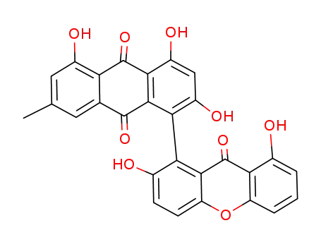 9,10-Anthracenedione,1-(2,8-dihydroxy-9-oxo-9H-xanthen-1-yl)-2,4,5-trihydroxy-7-methyl-, (+)- (9CI)
