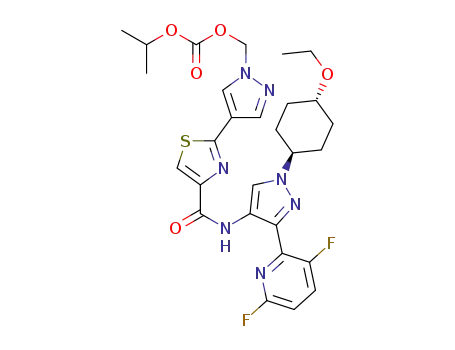 (4-(4-((3-(3,6-difluoropyridin-2-yl)-1-((1r,4r)-4-ethoxycyclohexyl)-1H-pyrazol-4-yl)carbamoyl)thiazol-2-yl)-1H-pyrazol-1-yl)methyl isopropyl carbonate