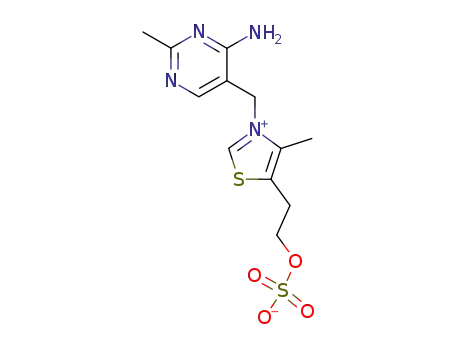 Molecular Structure of 2380-61-2 (3-[(4-AMino-2-Methyl-5-pyriMidinyl)Methyl]-4-Methyl-5-[2-(sulfooxy)ethyl]thiazoliuM  Inner Salt)