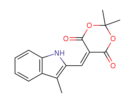 Molecular Structure of 103865-88-9 (1,3-Dioxane-4,6-dione,
2,2-dimethyl-5-[(3-methyl-1H-indol-2-yl)methylene]-)