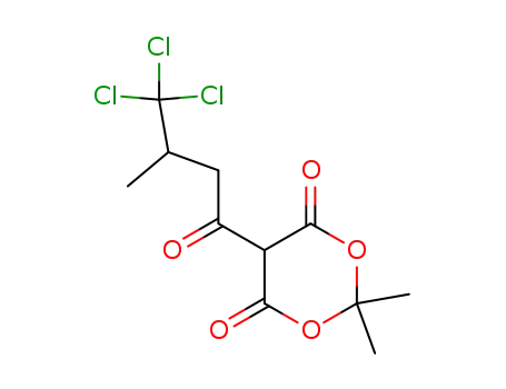 Molecular Structure of 91265-41-7 (1,3-Dioxane-4,6-dione,
2,2-dimethyl-5-(4,4,4-trichloro-3-methyl-1-oxobutyl)-)