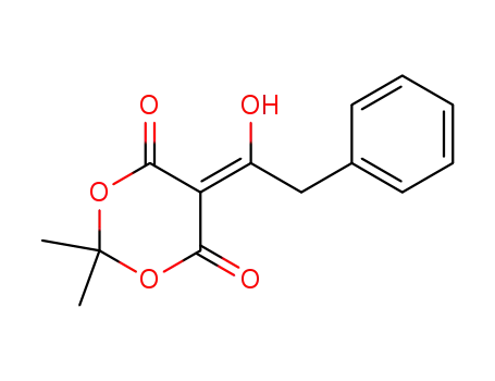 Molecular Structure of 66696-84-2 (1,3-Dioxane-4,6-dione, 5-(1-hydroxy-2-phenylethylidene)-2,2-dimethyl-)
