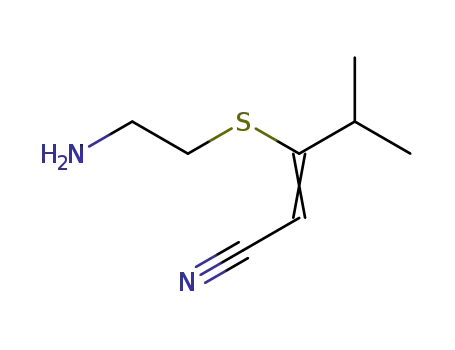 Molecular Structure of 81563-10-2 (2-Pentenenitrile, 3-[(2-aminoethyl)thio]-4-methyl-)