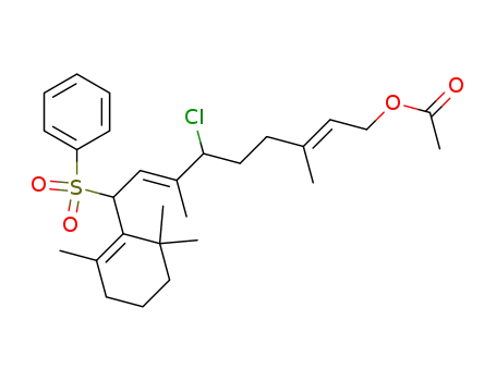 Molecular Structure of 103905-08-4 (2,7-Nonadien-1-ol,
6-chloro-3,7-dimethyl-9-(phenylsulfonyl)-9-(2,6,6-trimethyl-1-cyclohexen-
1-yl)-, acetate)