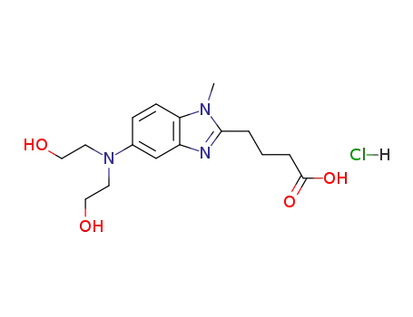 Molecular Structure of 109882-29-3 (1H-Benzimidazole-2-butanoic acid,
5-[bis(2-hydroxyethyl)amino]-1-methyl-, monohydrochloride)
