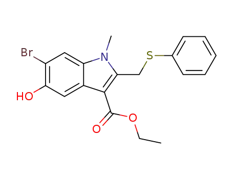 Molecular Structure of 131707-24-9 (Ethyl 6-bromo-5-hydroxy-1-methyl-2-(phenylsulfanylmethyl)indole-3-carboxylate)