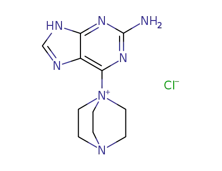 1-(2-amino-9H-purin-6-yl)-4-aza-1-azoniabicyclo[2.2.2]octane chloride