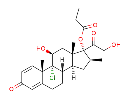 Molecular Structure of 5534-18-9 (9-chloro-11beta,17,21-trihydroxy-16beta-methylpregna-1,4-diene-3,20-dione 17-propionate)