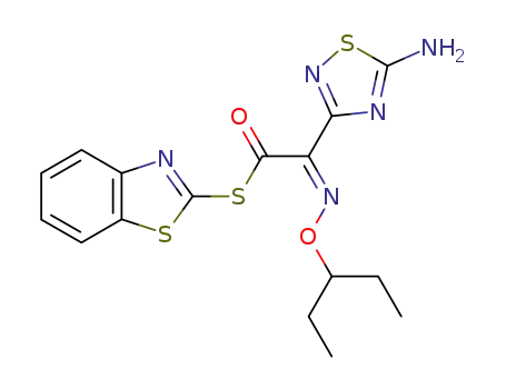 (5-amino-[1,2,4]thiadiazol-3-yl)-(1-ethyl-propoxyimino)-thioacetic acid S-benzothiazol-2-yl ester