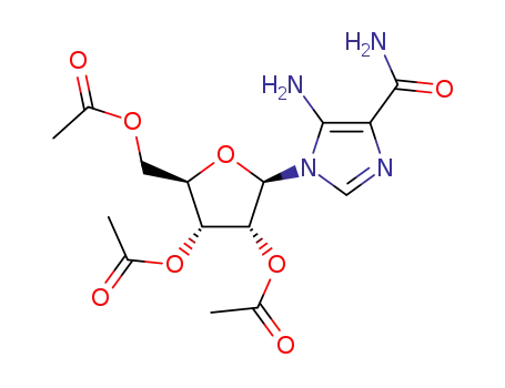 Molecular Structure of 23274-21-7 (5-Amino-1-(2-O,3-O,5-O-triacetyl-β-D-ribofuranosyl)-1H-imidazole-4-carboxamide)