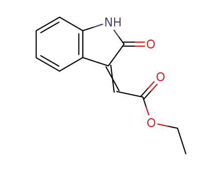 Molecular Structure of 21728-28-9 (Acetic acid, (1,2-dihydro-2-oxo-3H-indol-3-ylidene)-, ethyl ester)