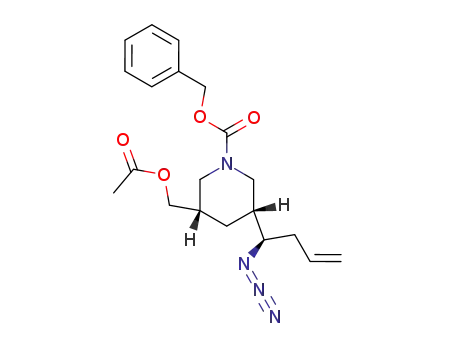 (3S,5R,1'R)-(-)-3-acetoxymethyl-5-(1'-azidobut-3'-enyl)-1-piperidine-1-carboxylic acid benzyl ester