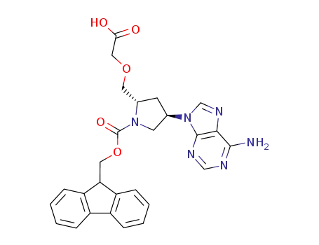 N-α-9-fluorenylmethoxycarbonyl-(2S,4R)-2-hydroxycarbonylmethoxymethyl-4-(adenin-9'-yl)-pyrrolidine