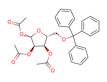 Molecular Structure of 94482-37-8 (tri-O-acetyl-5-O-trityl-D-ribofuranose)