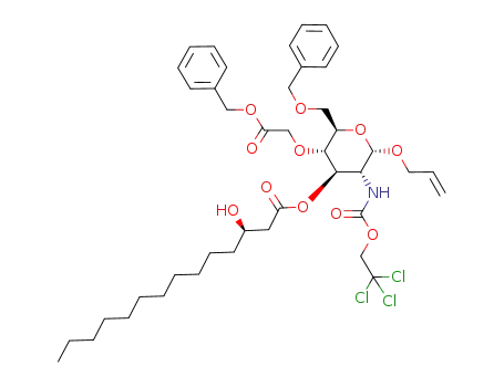 allyl 6-O-benzyl-4-O-benzyloxycarbonylmethyl-3-O-((R)-3-hydroxytetradecanoyl)-2-deoxy-2-(2,2,2-trichloroethoxycarbonylamino)-α-D-glucopyranoside