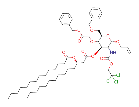 allyl 6-O-benzyl-4-O-benzyloxycarbonylmethyl-3-O-[(R)-3-(tetradecanoyloxy)tetradecanoyl]-2-deoxy-2-(2,2,2-trichloroethoxycarboylamino)-α-D-glucopyranoside