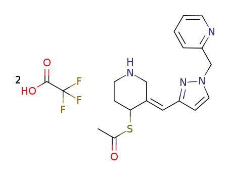 (E)-4-(acetylsulfanyl)-3-((1-[(2-pyridyl)methyl]-1H-pyrazol-3-yl)methylidene)piperidine bis(hydrogen trifluoroacetate)