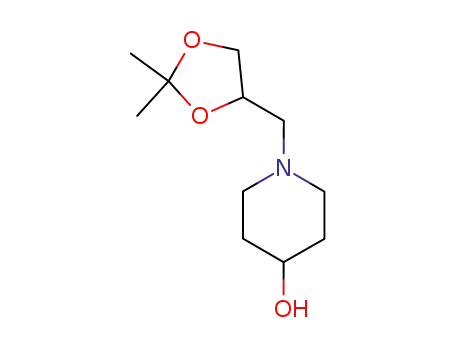 Molecular Structure of 64445-06-3 (4-Piperidinol, 1-[(2,2-dimethyl-1,3-dioxolan-4-yl)methyl]-)