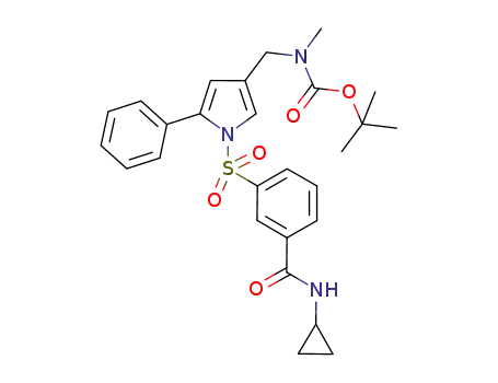 Molecular Structure of 881677-97-0 (Carbamic acid,
[[1-[[3-[(cyclopropylamino)carbonyl]phenyl]sulfonyl]-5-phenyl-1H-pyrrol-3
-yl]methyl]methyl-, 1,1-dimethylethyl ester)