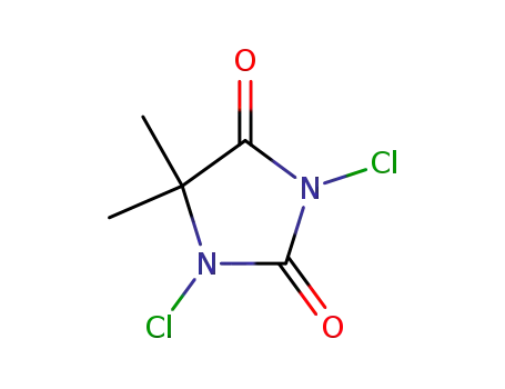Molecular Structure of 118-52-5 (1,3-Dichloro-5,5-dimethylhydantoin)