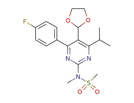 Molecular Structure of 916480-94-9 (N-(5-(1,3-dioxolan-2-yl)-4-(4-fluorophenyl)-6-isopropylpyrimidin-2-yl)-N-methylmethanesulfonamide)