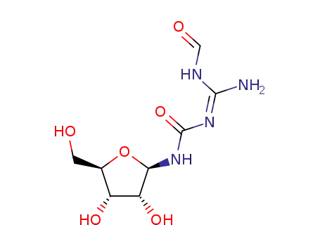 Molecular Structure of 65126-88-7 (N-[amino-[[3,4-dihydroxy-5-(hydroxymethyl)oxolan-2-yl]carbamoylamino]methylidene]formamide)