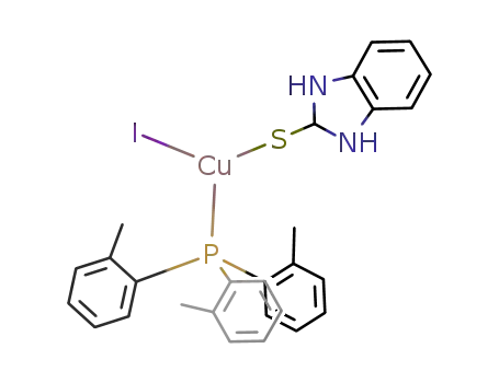 {(benz-1,3-imidazoline-2-thione)(tri-ortho-tolylphosphine)copper(I) iodide}