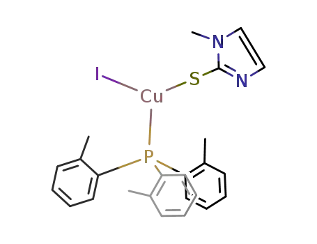{(1-methyl-1,3-imidazole-2-thione)(tri-ortho-tolylphosphine)copper(I) iodide}