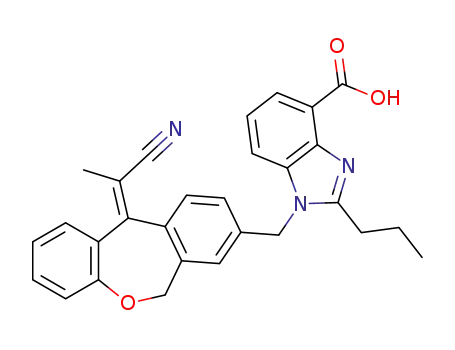 (E)-1-((11-(1-cyanoethylidene)-6,11-dihydrodibenzo[b,e]oxepin-8-yl)methyl)-2-propyl-1H-benzo[d]imidazole-4-carboxylic acid