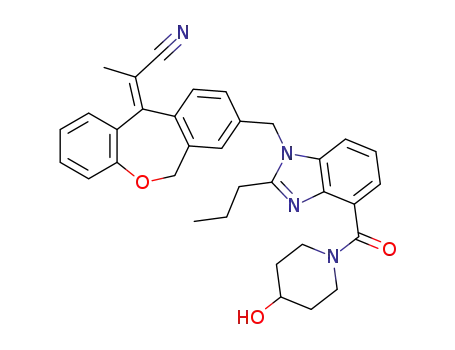 (E)-2-{8-[4-(4-hydroxy-1-piperidinecarbonyl)-2-propylbenzimidazol-1-yl]methyl-6,11-dihydrodibenzo[b,e]oxepin-11-ylidene}propiononitrile