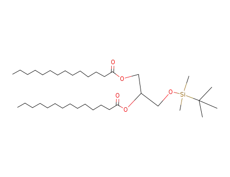 Molecular Structure of 56176-80-8 (Tetradecanoic acid,
1-[[[(1,1-dimethylethyl)dimethylsilyl]oxy]methyl]-1,2-ethanediyl ester)