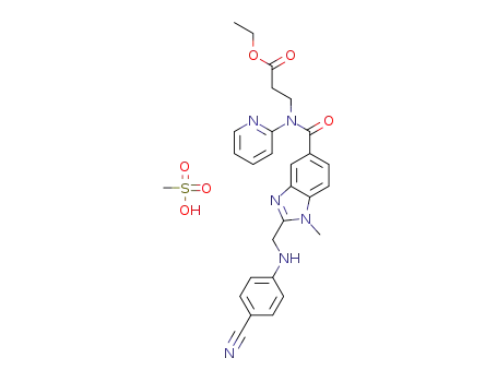 ethyl 3-(2-((4-cyanophenylamino)methyl)-1-methyl-N-(pyridin-2-yl)-1H-benzo[d]imidazole-5-carboxamido)propanoate mesylate