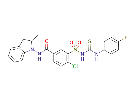 4-chloro-3-[({[(4-fluorophenyl)amino]carbonothioyl}amino)sulfonyl]-N-(2-methyl-2,3-dihydro-1H-indole-1-yl)benzamide