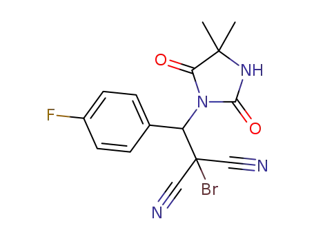 3-[2-bromo-2,2-dicyano-1-(4-fluorophenyl)]ethyl-5,5-dimethylhydantoin
